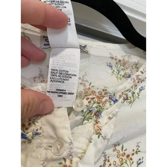 Lucky Brand Girls Floral Button Up Top Size XL (16) Bell Sleeves Ruffles Dainty - Picture 10 of 12